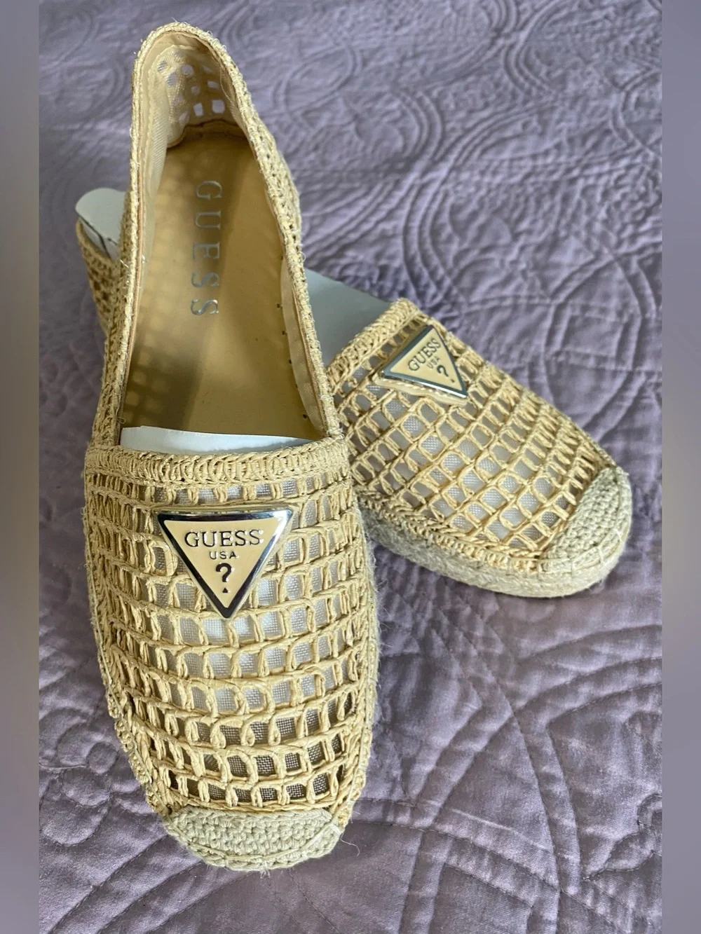 GUESS Women’s Beige Slip-On Espadrille Flat Shoe Round Toe US 9M Mones2
